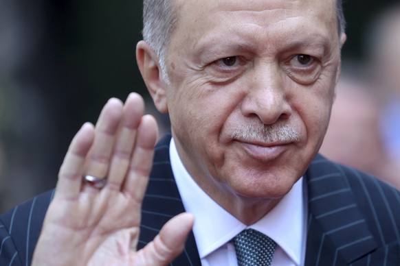 FILE - Turkey&#039;s President Recep Tayyip Erdogan waves to the crowd during a welcome ceremony in Sarajevo, Bosnia, on Sept. 6, 2022. Turkey&#039;s president has suggested his country might approve  ...