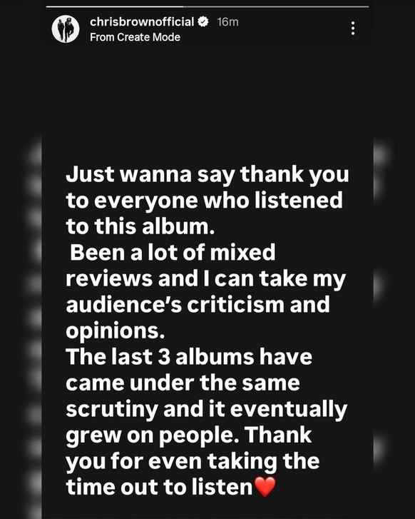 Chris Brown réagit aux critiques sur son nouvel album Brown