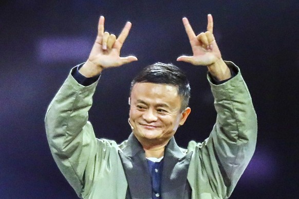 In this photo taken Friday, Nov. 10, 2017, Jack Ma is founder of China&#039;s biggest e-commerce giant Alibaba Group, attends a star-studded 2017 Tmall 11.11 Global Shopping Festival gala, in Shanghai ...