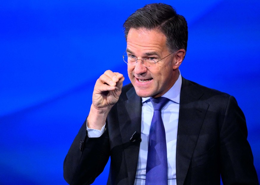 Le secrétaire général de l&#039;OTAN, Mark Rutte, s&#039;exprime lors du Forum public de l&#039;OTAN, dans le cadre du sommet des chefs d&#039;État et de gouvernement de l&#039;OTAN à La Haye, le 24 j ...