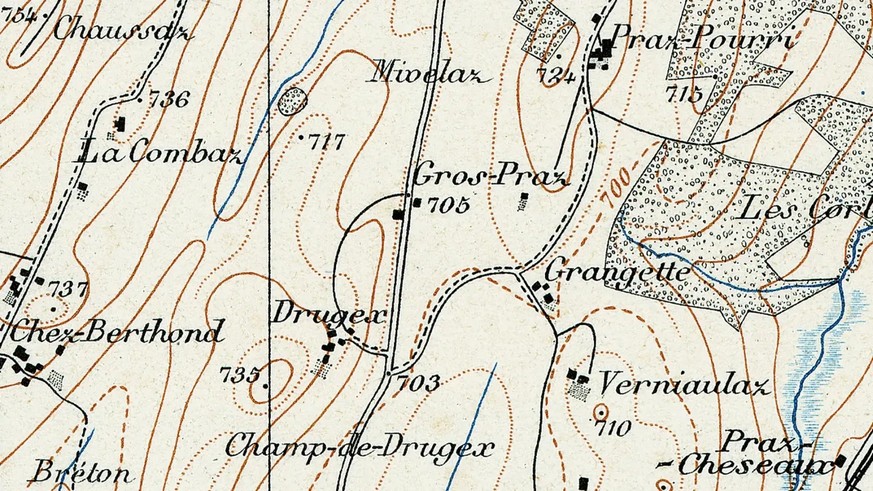 Mivelaz, Praz-Pourri, Verniaulaz, etc.: éléments en patois sur la carte Siegfried, 1910.