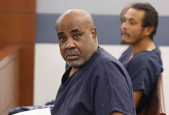 Duane "Keffe D" Davis, who is accused of orchestrating the 1996 slaying of hip-hop icon Tupac Shakur, appears in court during a hearing for a separate battery by a prisoner case at the Regio ...