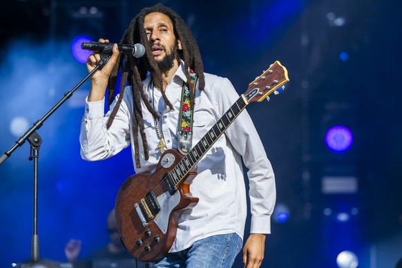 British Jamaican reggae musician Julian Marley performs, on the main stage during the 47th edition of the Paleo Festival in Nyon, Switzerland, Thursday, July 25, 2024. The Paleo is an open-air music f ...
