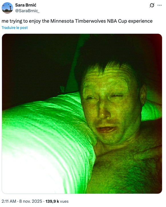 Moi en train d'essayer de regarder le match de NBA Cup des Minnesota Timberwolves.