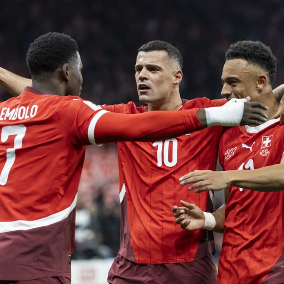 Les trois premiers buteurs suisses: Embolo, Xhaka et Ndoye