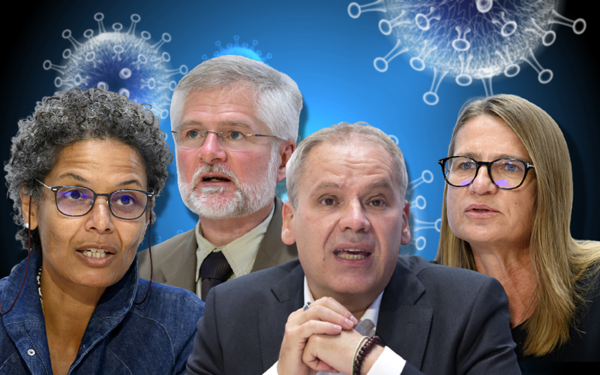 Certains des experts de l'Office fédéral de la santé publique de Suisse (OFSP), de gauche à droite: Linda Nartey, Rudolf Hauri, Patrick Mathys et Virginie Masserey.