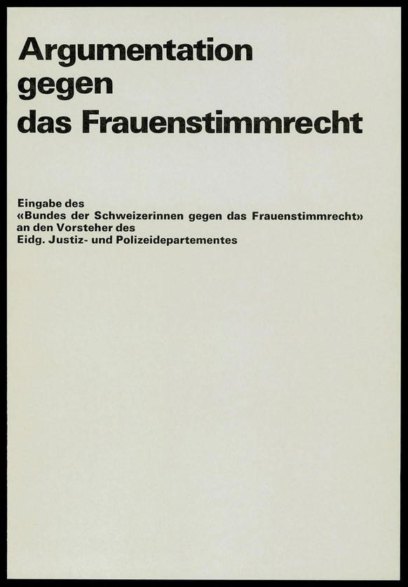 Un pamphlet a été rédigé pour convaincre Ludwig von Moos que l&#039;introduction du droit de vote des femmes serait préjudiciable à la fois à la démocratie et aux femmes.
https://www.recherche.bar.adm ...