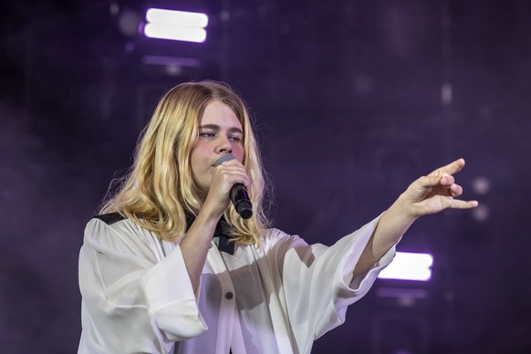 French singer Zaho de Sagazan performs on the main stage, during the 48th edition of the Paleo Festival, in Nyon, Switzerland, Saturday, July 26, 2025. The Paleo is an open-air music festival in the w ...