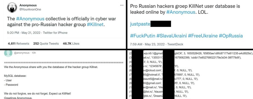 Les hackers d'Anonymous ont, selon leur propre déclaration, piraté Killnet et publié sur le web les données d'accès aux e-mails de près de 150 membres.