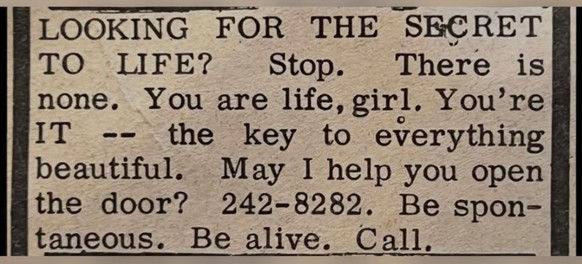 Long Lost Personals - Dating-Annoncen anno dazumal.

https://www.instagram.com/longlostpersonals/