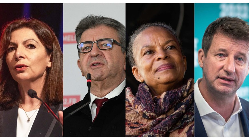 Anne Hidalgo, Jean-Luc Mélenchon, Christiane Taubira, Yannick Jadot (de g. à d.).