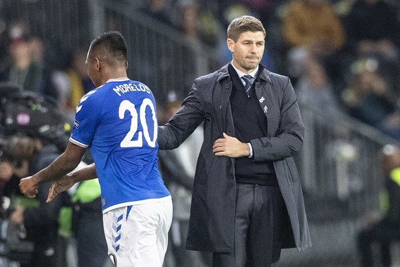 Le coach Steven Gerrard, ici lors d&#039;un match d&#039;Europa League des Rangers face à Young Boys, en octobre 2019