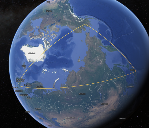 Les lignes aériennes de Londres à Tokyo: une fois en survolant la Russie, une fois au-dessus de l'Arctique.