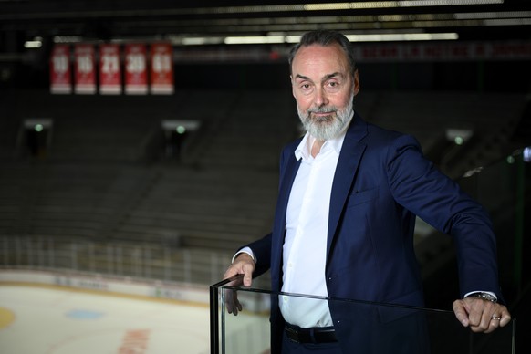 Chris Wolf, CEO du LHC Group pose pour le photographe apres une conference de presse d&#039;avant-saison du club de hockey sur glace de National League Lausanne Hockey Club, LHC, ce lundi 12 septembre ...