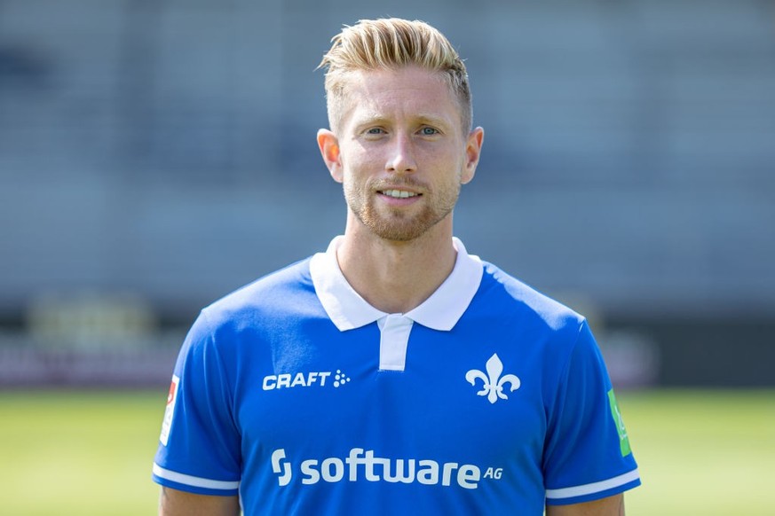 DARMSTADT, GERMANY - JULY 17: Sebastian Hertner of SV Darmstadt 98 poses during the team presentation at Merck-Stadion am Boellenfalltor on July 17, 2019 in Darmstadt, Germany. (Photo by Simon Hofmann ...