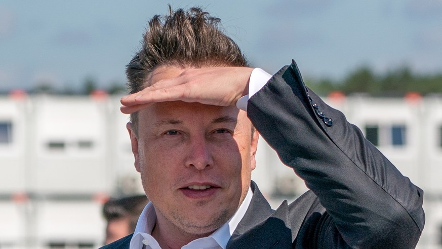 epa09889605 (FILE) - Tesla and SpaceX CEO Elon Musk arrives for a statement at the construction site of the Tesla Giga Factory in Gruenheide near Berlin, Germany, 03 September 2020 (reissued 14 April  ...
