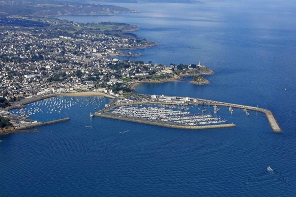 Saint-Quay-Portrieux (Brittany, north-western France): aerial view of the Goelo seaside resort, its fishing port and its marina. (Photo by: Hedelin F/Andia/Universal Images Group via Getty Images)