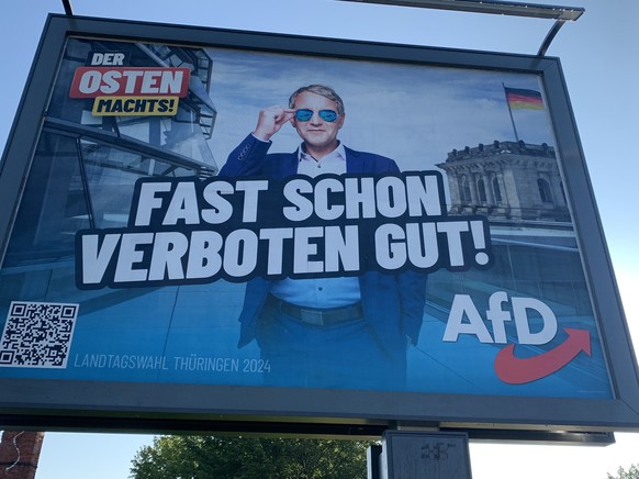 Affiche géante de Björn Höcke, à proximité du Lidl et du McDonalds d'Ilmenau.