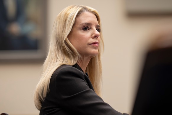 FILE - Attorney General Pam Bondi faces questions in the House Judiciary Committee over the Justice Department's handling of files related to convicted sex offender Jeffrey Epstein, at the Capito ...