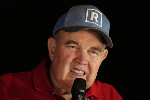 Rafael Lopez Aliaga, presidential candidate of the Popular Renewal party, addresses supporters as electoral authorities continue to count the ballots two days after general elections in Lima, Peru, Tu ...