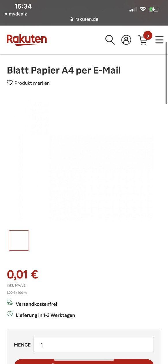 «Feuille de papier A4 par email».