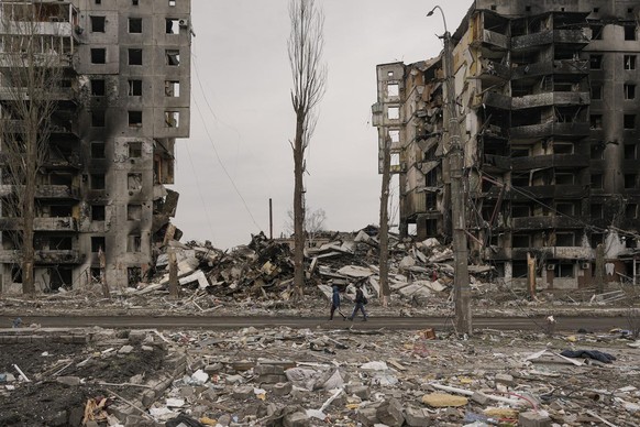 Bâtiments détruits à Borodianka: on ne sait pas encore combien de personnes ont été assassinées ici par l'armée russe.