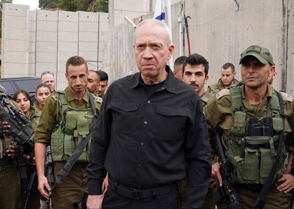November 11, 2023, Northern District, Israel: Israeli Minister of Defense YOAV GALLANT visits Israel s northern border completing a situation assessment near the border with Lebanon with the commander ...