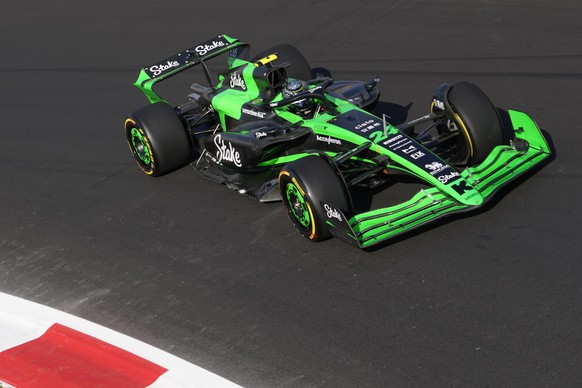 Kick Sauber driver Zhou Guanyu of China steers his car during the second free practice ahead of the Formula One Italian Grand Prix race at the Monza racetrack, in Monza, Italy, Friday, Aug. 30, 2024.  ...