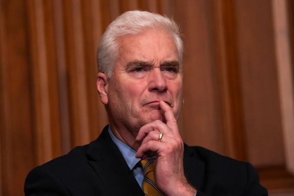 WASHINGTON, DC - SEPTEMBER 30: U.S. House Majority Whip Rep. Tom Emmer (R-MN) speaks with members of the media following passage in the House of a 45-day continuing resolution on September 30, 2023 in ...