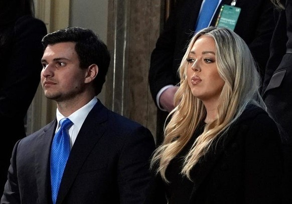 (L-R) Michael Boulos, Tiffany Trump, Bettina Anderson and Donald Trump, Jr arrive ahead of President Trump&#039;s address to a joint session of Congress at the U.S. Capitol in Washington, D.C., on Mar ...
