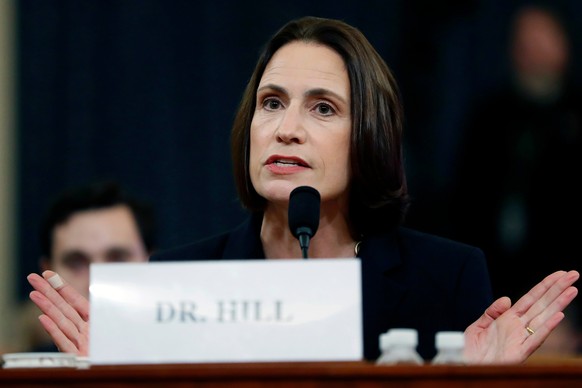 FILE - Former White House national security aide Fiona Hill testifies before the House Intelligence Committee on Capitol Hill in Washington, Nov. 21, 2019. (AP Photo/Andrew Harnik, File)
Russia Ukrain ...
