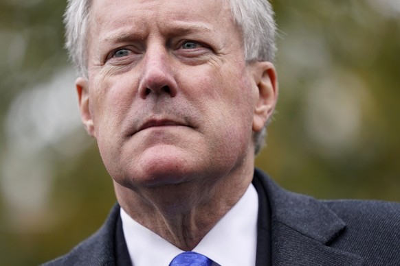 FILE - White House chief of staff Mark Meadows speaks with reporters outside the White House, Oct. 26, 2020, in Washington. The House panel investigating the Jan. 6 Capitol insurrection says it has �? ...