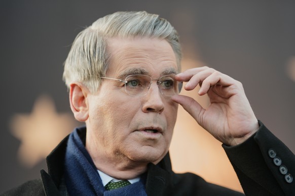 Scott Bessent, US Secretary of the Treasury, reacts before a meeting with media representatives at the USA House on the sidelines of the Annual Meeting of the World Economic Forum in Davos, Switzerlan ...