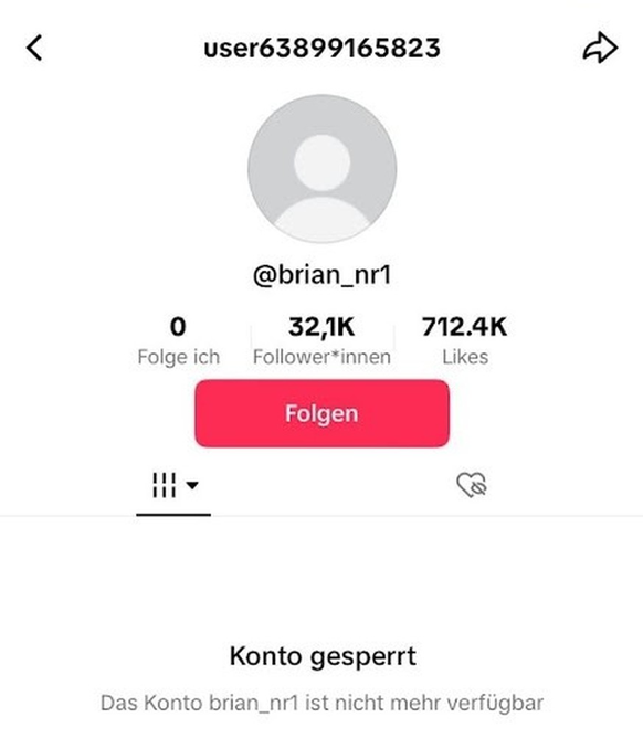 TikTok bloque le compte de Brian.
