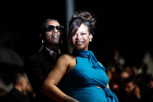 epaselect epa12118012 Rihanna and A$AP Rocky (L) after the premiere of &#039;Highest 2 Lowest&#039; during the 78th annual Cannes Film Festival, in Cannes, France, 19 May 2025. The film festival runs  ...