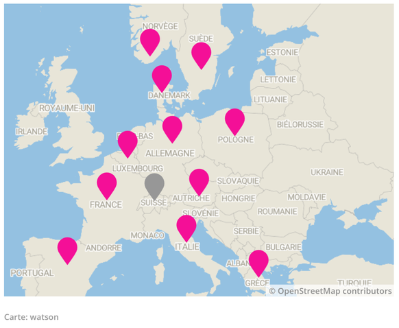 Carte des pays concernés par le vaccin AstraZeneca.
