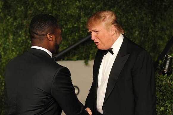 50 Cent and Donald Trump arrive at the Vanity Fair Oscar party hosted by Graydon Carter held at Sunset Tower on February 27, 2011 in West Hollywood, California. (Photo by Mark Sullivan/WireImage)