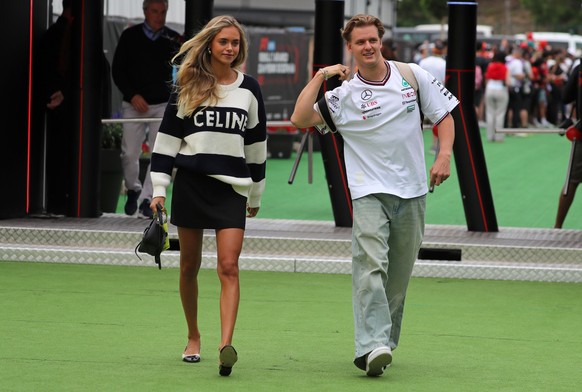 Mick Schumacher and his girlfriend, Laila Hasanovic, are attending the Formula 1 Aramco Spanish Grand Prix, held at the Barcelona Catalunya circuit, in Barcelona, Spain, on June 23, 2024. (Photo by Jo ...