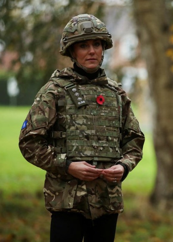 DEREHAM, ENGLAND - NOVEMBER 8: Catherine, Princess of Wales visits The Queen's Dragoon Guards Regiment for the first time as their Colonel in Chief on November 8, 2023 in Dereham, England. (Photo ...