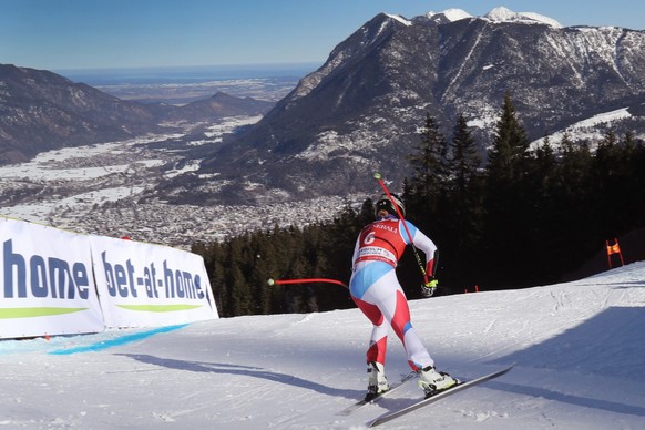07.02.2020, Bayern, Garmisch-Partenkirchen: Ski alpin: Weltcup, Tranining Abfahrt, Damen. Lara Gut-Behrami aus der Schweiz am Start. Foto: Stephan Jansen/dpa +++ dpa-Bildfunk +++ (KEYSTONE/DPA/Stephan ...