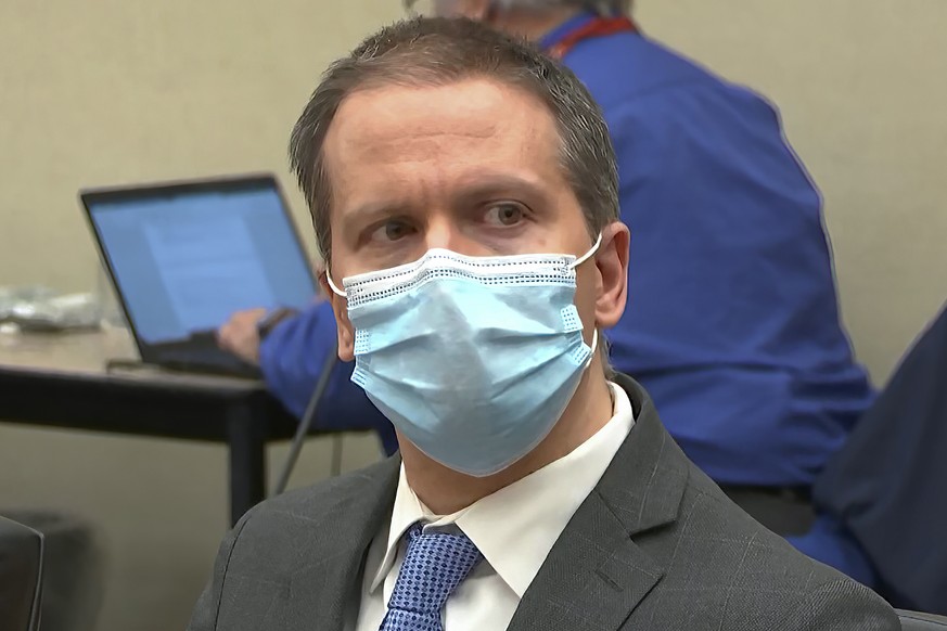 FILE - In this image from video, former Minneapolis police officer Derek Chauvin listens as the verdict is read in his trial for the 2020 death of George Floyd, Tuesday, April 20, 2021, at the Hennepi ...