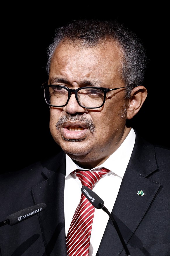 15.10.2022, Berlin: Tedros Adhanom Ghebreyesus, Generaldirektor der Weltgesundheitsorganisation (WHO), spricht zu Beginn der Verleihung des Virchow-Preises f�r Globale Gesundheit. In Berlin wird der i ...