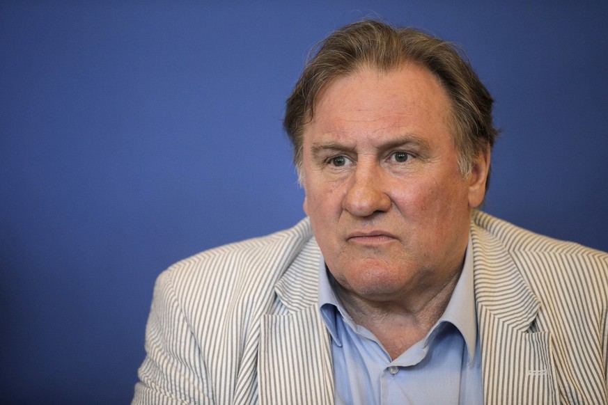 French actor, film-maker, businessman and vineyard owner, Gerard Depardieu, takes part to a press conference for the presentation of the first Russian Film Festival in Nice, southern France, Thursday, ...