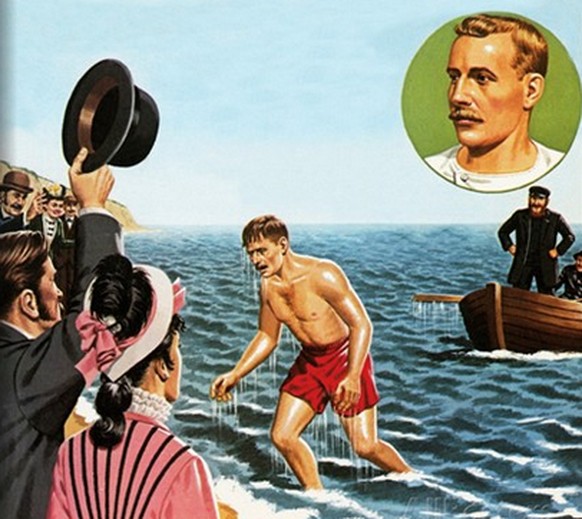 Un poster représentant le nageur anglais sortant de l'eau.