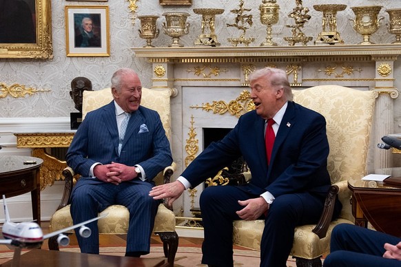 WASHINGTON, DC - APRIL 28: Great Britain's King Charles meets with President Donald Trump in the Oval Office of the White House on Tuesday, April 28, 2026 in Washington, D.C. Charles was set to d ...