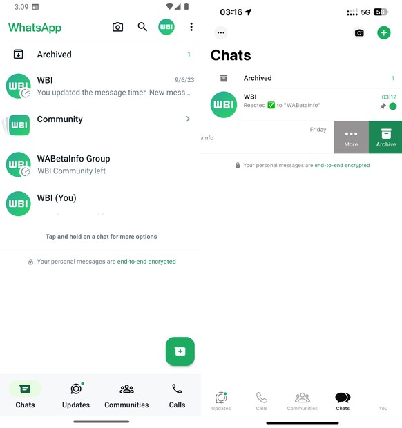 nouvelle interface de whatsapp
