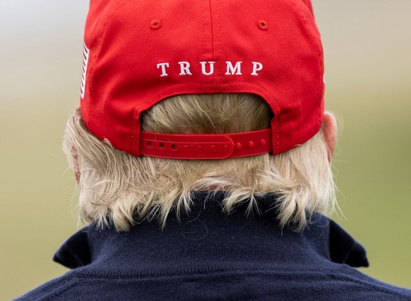 TURNBERRY, SCOTLAND - MAY 02: Former U.S. President Donald Trump during a round of golf at his Turnberry course on May 2, 2023 in Turnberry, Scotland. Former U.S. President Donald Trump is visiting hi ...