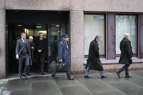 People leave the Gazprombank Switzerland court case in Zuerich, taken on Wednesday, 8 March 2023 in Zuerich. Four employees of Gazprombank Switzerland (GPBS) in Zurich must stand trial. They are alleg ...