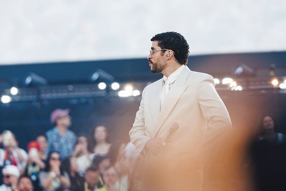 BARCELONA, SPAIN - MAY 22: Bad Bunny performs in concert during his "DeBI TiRAR MaS FOToS" Tour at Estadi Olimpic Lluis Companys on May 22, 2026 in Barcelona, Spain. (Photo by Xavi Torrent/G ...