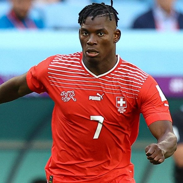 2022.11.24 Al Janoub pilka nozna Mistrzostwa Swiata w Katarze Katar 2022 Szwajcaria - Kamerun N/z Breel Embolo Foto Pawel Andrachiewicz / PressFocus 2022.11.24 Al Janoub Football - 2022 FIFA World Cup ...